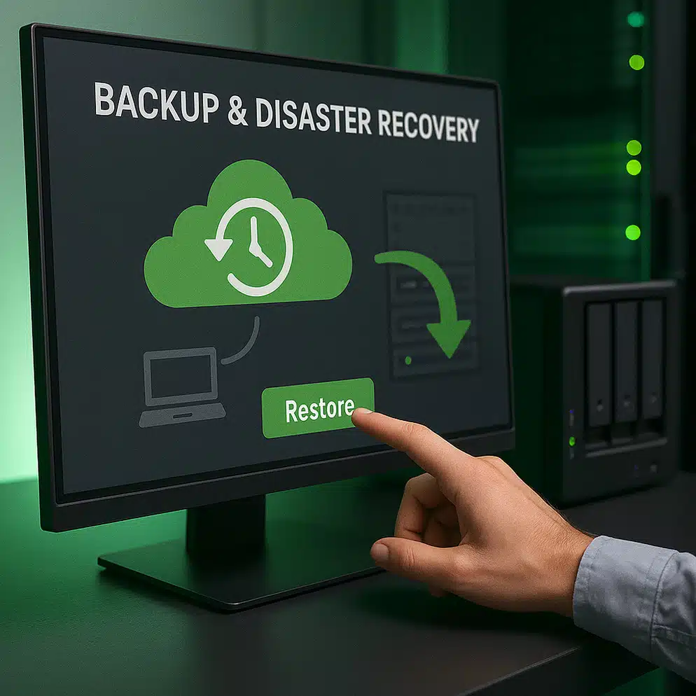 back-up recovery op computer man klikt