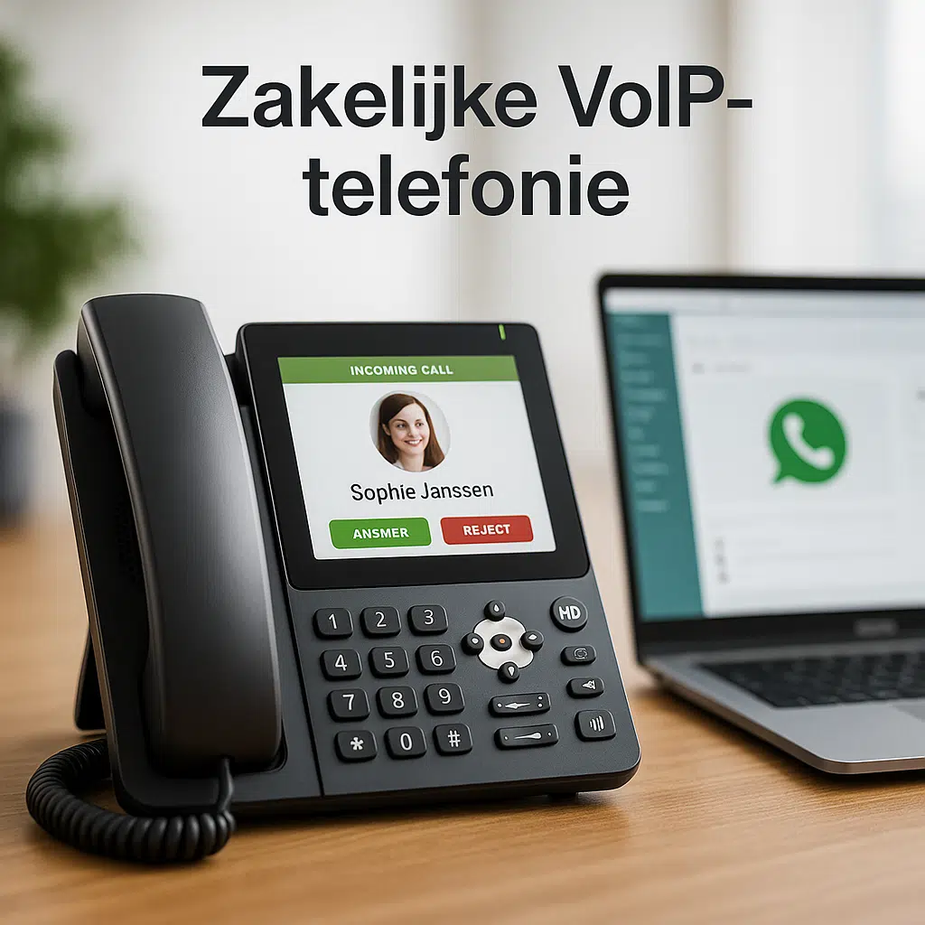 Een telefoon met zakelijke voip-telefonie erop